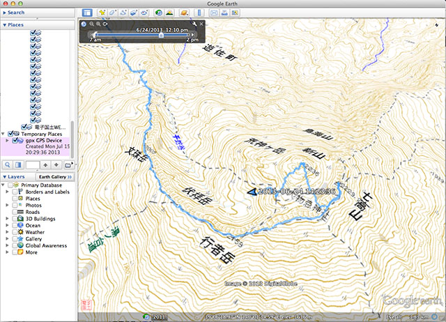 GPSトラックを時系列でトレースしてみる
