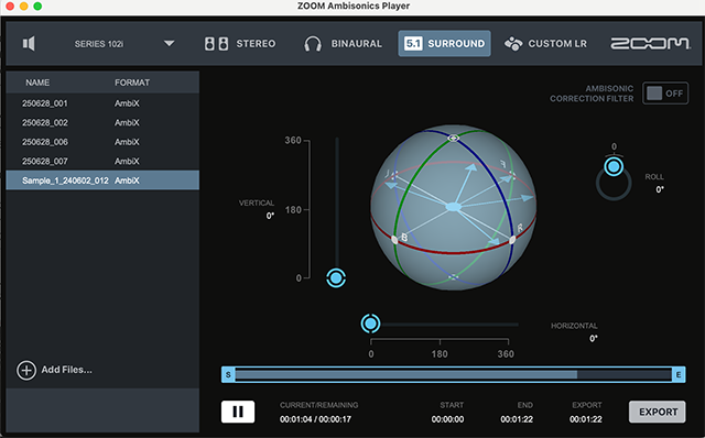 ZOOM Ambisonics Player