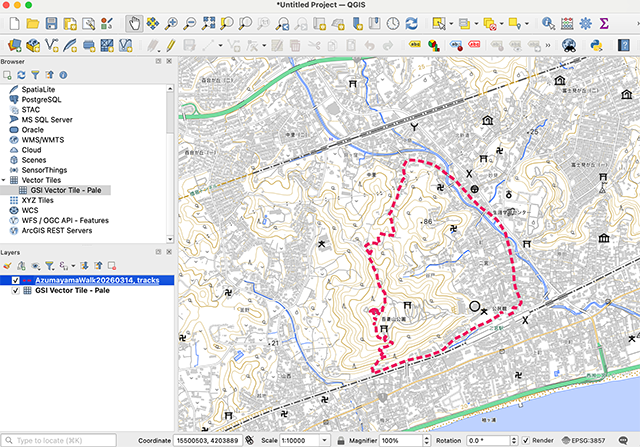 GPS Track Line With Map